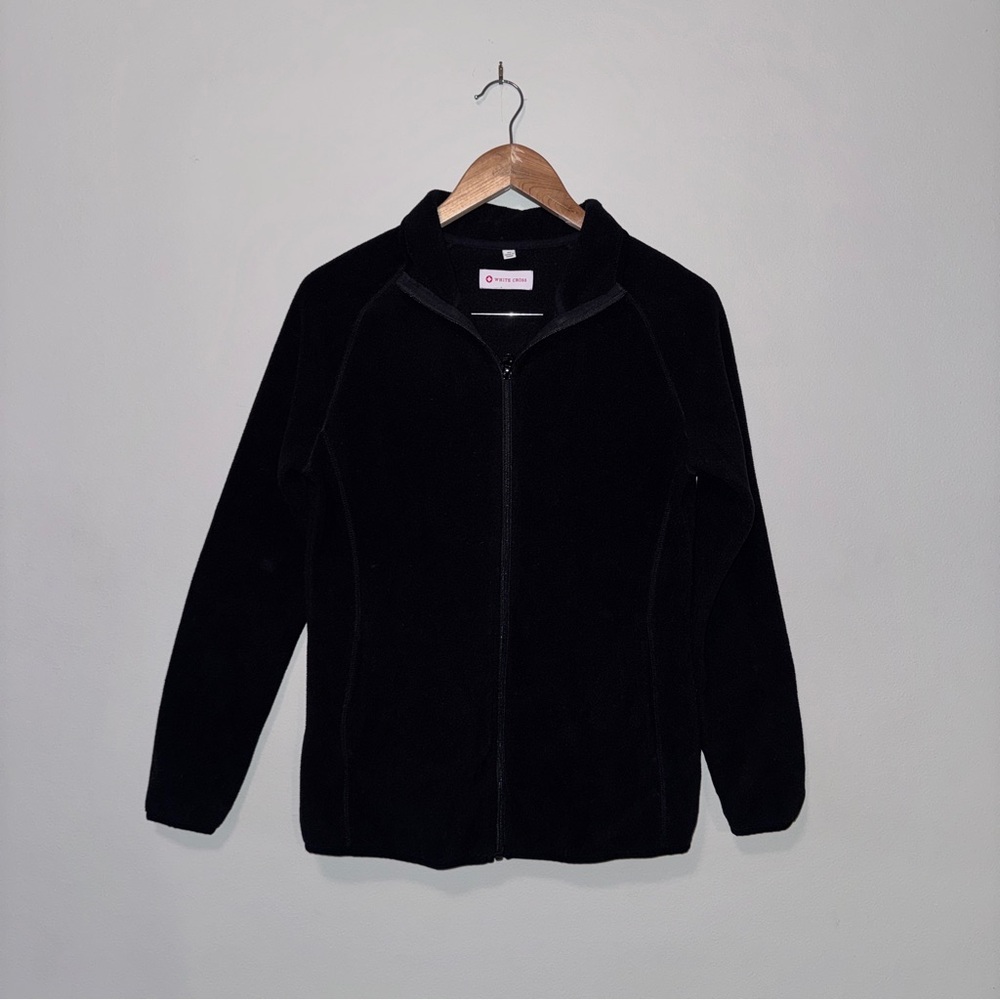 Women’s White Cross US M Black Fleece Zip Up Jacket
